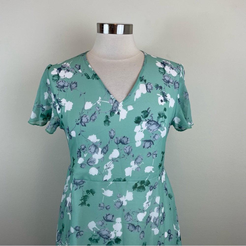 Green White Floral Maxi Boho Bohemian Long Dress New Women Medium - Picture 2 of 8